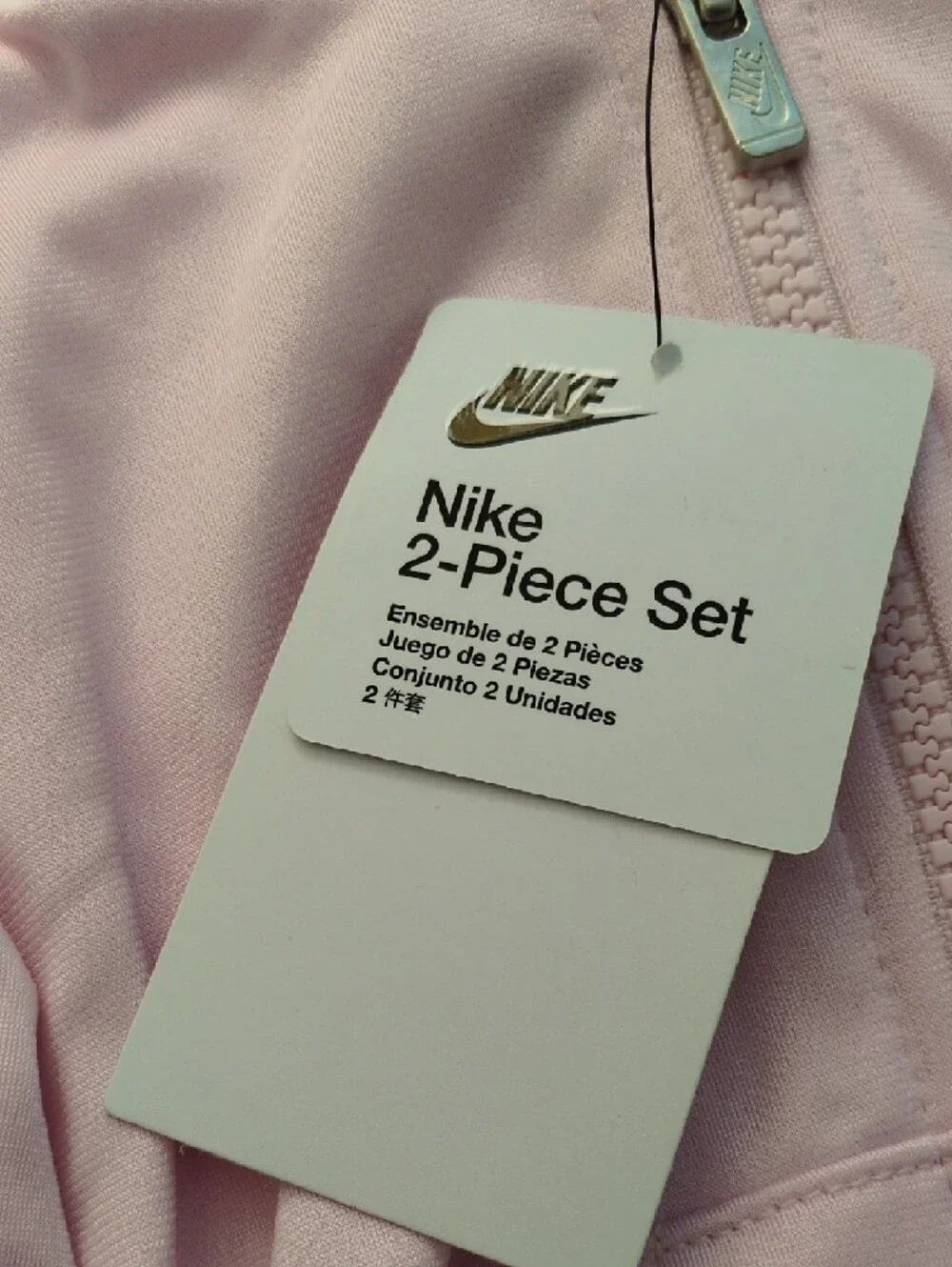 Nike Light Pink Girls' 2-Piece Track Set with Black Swoosh, 12 NWT - Picture 3 of 12